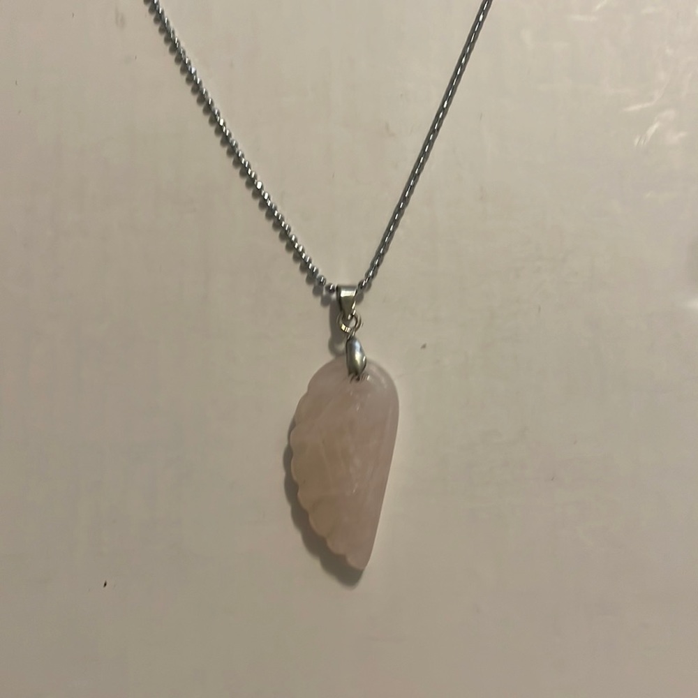 Rose quartz wing necklace